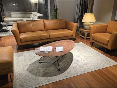 Lederland BREDA Showroommodel alabama  3 zit + fauteuil en voetenbank